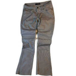 Levis 524 Jeans Wm's Sz 7 Med Blue & White Railroad Stripe Too Super Low Jeans